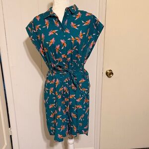 Anthropologie Teal Fish Dress